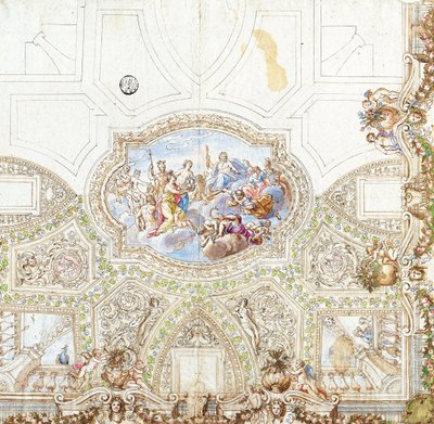 Studio di composizione per una decorazione del soffitto da Giacinto Calandrucci